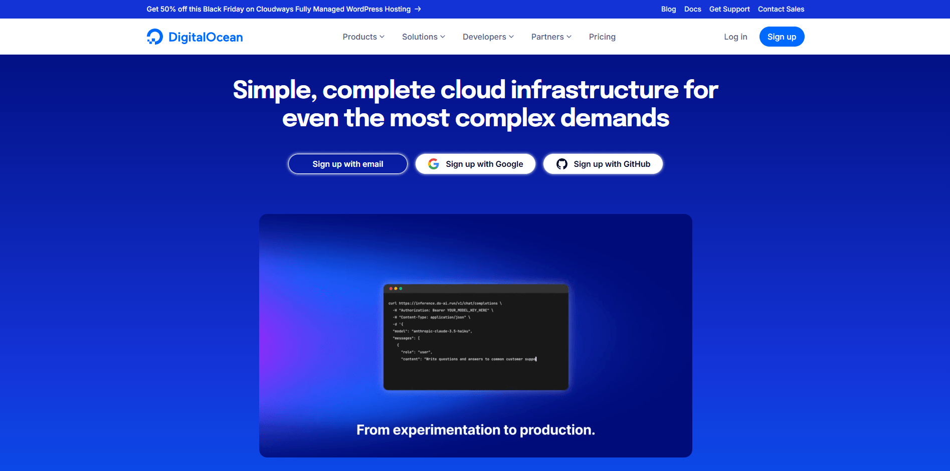 DigitalOcean homepage