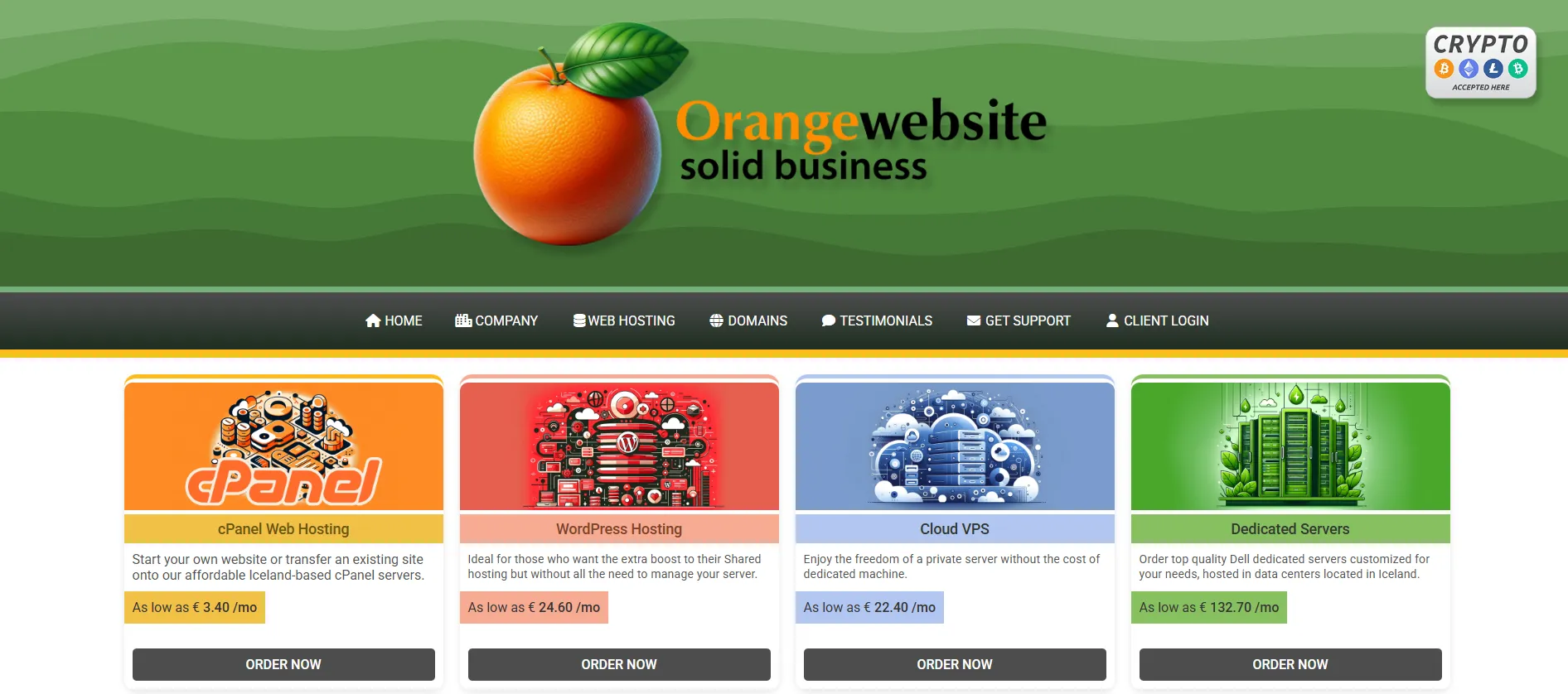Orangewebsite homepage