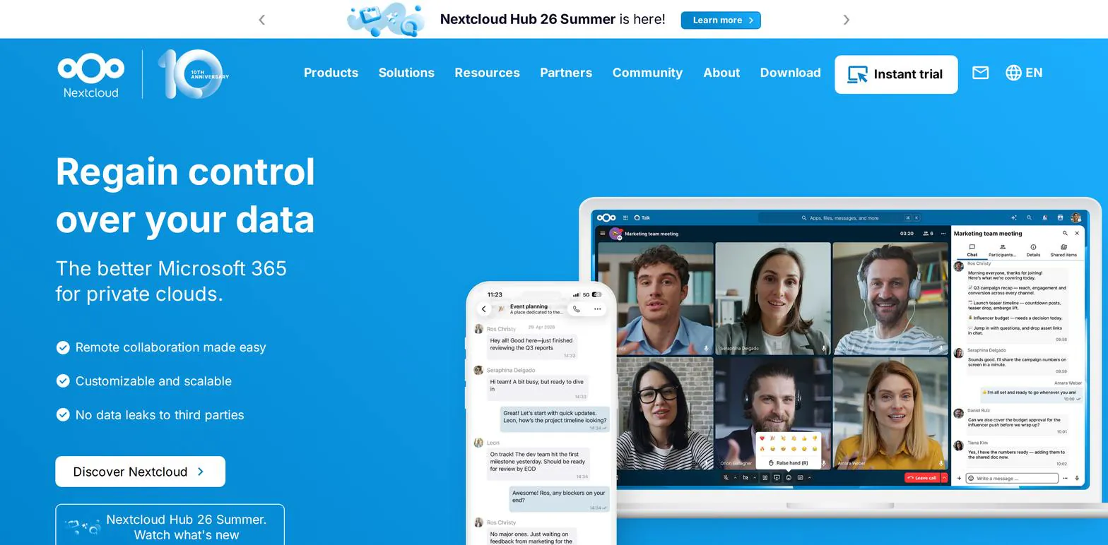 Nextcloud homepage Nextcloud homepage