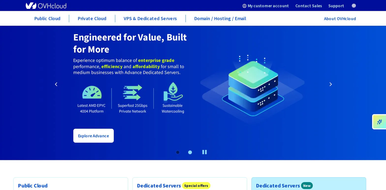 OVHcloud homepage OVHcloud homepage
